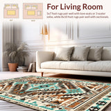 Ultra Soft Area Rug, Non Slip, Stain Resistant, Washable Area Rugs for Living Room, Bedroom, Soft Textured Vintage Ethnic Pattern(Brown)