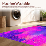 Ultra Soft Area Rug, Non Slip, Stain Resistant, Washable Area Rugs for Living Room, Bedroom, Electric Moonlit Floral Artwork(Pink)