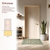 Ultra Soft Area Rug, Non Slip, Stain Resistant, Washable Area Rugs for Living Room, Bedroom, Earthy Toned Geometric Elegance(Ivory)