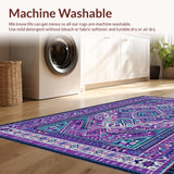Ultra Soft Area Rug, Non Slip, Stain Resistant, Washable Area Rugs for Living Room, Bedroom, Whimsical Multicolor Textile Art(Purple)