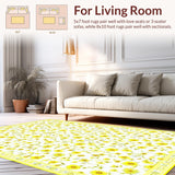 Ultra Soft Area Rug, Non Slip, Stain Resistant, Washable Area Rugs for Living Room, Bedroom, Whimsical Daisy Arrangement for Cozy Vibes(Yellow)