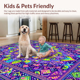 Ultra Soft Area Rug, Non Slip, Stain Resistant, Washable Area Rugs for Living Room, Bedroom, Chic Color Burst Graphic Motif(Purple)