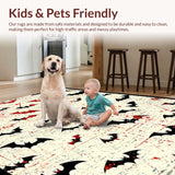 Ultra Soft Area Rug, Non Slip, Stain Resistant, Washable Area Rugs for Living Room, Bedroom, Dark Elegant Gothic Charm(White)
