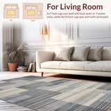 Ultra Soft Area Rug, Non Slip, Stain Resistant, Washable Area Rugs for Living Room, Bedroom, Slate Colored Modern Linear Arrangement(Gray)