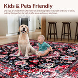 Ultra Soft Area Rug, Non Slip, Stain Resistant, Washable Area Rugs for Living Room, Bedroom, Contemporary Subtle Patterned Elegance(Red)