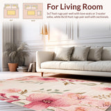 Ultra Soft Area Rug, Non Slip, Stain Resistant, Washable Area Rugs for Living Room, Bedroom, Charming Abstract Floral Motif(Ivory)