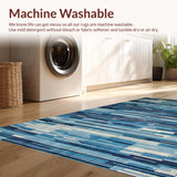 Ultra Soft Area Rug, Non Slip, Stain Resistant, Washable Area Rugs for Living Room, Bedroom, Earthy Toned Modern Geometric Motif(Blue)