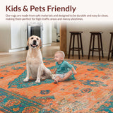 Ultra Soft Area Rug, Non Slip, Stain Resistant, Washable Area Rugs for Living Room, Bedroom, Vibrant Teal and Orange Artistic Pattern(Orange)