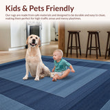 Ultra Soft Area Rug, Non Slip, Stain Resistant, Washable Area Rugs for Living Room, Bedroom, Modernist Gray Pattern Fusion(Blue)