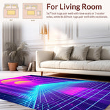 Ultra Soft Area Rug, Non Slip, Stain Resistant, Washable Area Rugs for Living Room, Bedroom, Vibrant Tunnel Pattern Design(Purple)