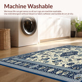 Ultra Soft Area Rug, Non Slip, Stain Resistant, Washable Area Rugs for Living Room, Bedroom, Vintage Boho Blue Beige Area for(White)