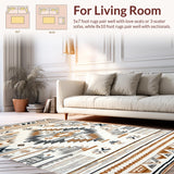 Ultra Soft Area Rug, Non Slip, Stain Resistant, Washable Area Rugs for Living Room, Bedroom, Lively Geometric Fusion Artwork(Beige)