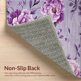 Ultra Soft Area Rug, Non Slip, Stain Resistant, Washable Area Rugs for Living Room, Bedroom, Luxurious Peony Artful Motif(Purple)