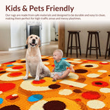 Ultra Soft Area Rug, Non Slip, Stain Resistant, Washable Area Rugs for Living Room, Bedroom, Fun Round Visual Learning Adventure(Orange)