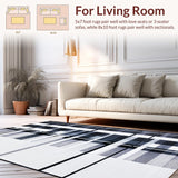 Ultra Soft Area Rug, Non Slip, Stain Resistant, Washable Area Rugs for Living Room, Bedroom, Stylish Black and White Geometric Striped Area Rug(Gray)