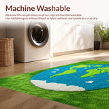 Ultra Soft Area Rug, Non Slip, Stain Resistant, Washable Area Rugs for Living Room, Bedroom, Educational Green World Map Rug for Kids Classroom(Green)