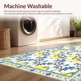 Ultra Soft Area Rug, Non Slip, Stain Resistant, Washable Area Rugs for Living Room, Bedroom, Cheerful Lemon Blossom with Elegant Details(Yellow)