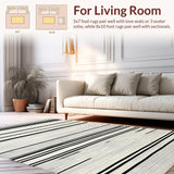 Ultra Soft Area Rug, Non Slip, Stain Resistant, Washable Area Rugs for Living Room, Bedroom, Elegant Minimalist Monochrome Stripes(Beige)