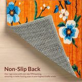 Ultra Soft Area Rug, Non Slip, Stain Resistant, Washable Area Rugs for Living Room, Bedroom, Eclectic Colorful Nature-Inspired Design(Orange)