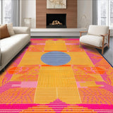 Ultra Soft Area Rug, Non Slip, Stain Resistant, Washable Area Rugs for Living Room, Bedroom, Eclectic Round Color Splash Design(Orange)