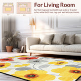 Ultra Soft Area Rug, Non Slip, Stain Resistant, Washable Area Rugs for Living Room, Bedroom, Contemporary Flower Pattern Fusion(Red)