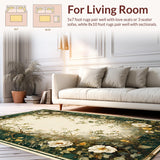 Ultra Soft Area Rug, Non Slip, Stain Resistant, Washable Area Rugs for Living Room, Bedroom, Sophisticated Nature-Inspired Geometric Style(White)