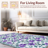 Ultra Soft Area Rug, Non Slip, Stain Resistant, Washable Area Rugs for Living Room, Bedroom, Chic Floral Medallion Aesthetic(Purple)