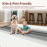 Ultra Soft Area Rug, Non Slip, Stain Resistant, Washable Area Rugs for Living Room, Bedroom, Elegant Striped Floor Mat for Modern Porches and Patios(Black)