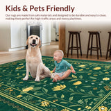 Ultra Soft Area Rug, Non Slip, Stain Resistant, Washable Area Rugs for Living Room, Bedroom, Eclectic Insect Botanical Motif(Green)