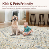 Ultra Soft Area Rug, Non Slip, Stain Resistant, Washable Area Rugs for Living Room, Bedroom, Beige and Gray Boho Patio(Beige)