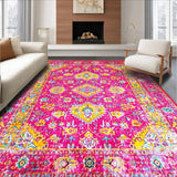 Ultra Soft Area Rug, Non Slip, Stain Resistant, Washable Area Rugs for Living Room, Bedroom, Stylish Contemporary Floral Print(Pink)