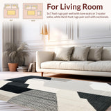 Ultra Soft Area Rug, Non Slip, Stain Resistant, Washable Area Rugs for Living Room, Bedroom, Modern Abstract Ivory Black Living Room Non-Shedding Rug(Black)
