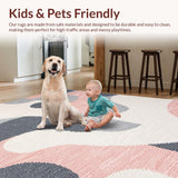 Ultra Soft Area Rug, Non Slip, Stain Resistant, Washable Area Rugs for Living Room, Bedroom, Sleek Modern Curvilinear Arrangement(White)
