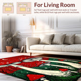 Ultra Soft Area Rug, Non Slip, Stain Resistant, Washable Area Rugs for Living Room, Bedroom, Enchanting Colorful Fungi Artwork(Red)