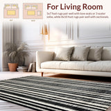 Ultra Soft Area Rug, Non Slip, Stain Resistant, Washable Area Rugs for Living Room, Bedroom, Elegant Safari Inspired Striped Floor Covering With Contemporary Art Design(Black)