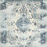Ultra Soft Area Rug, Non Slip, Stain Resistant, Washable Area Rugs for Living Room, Bedroom, Elegant Cream Medallion Motif(Blue)