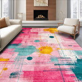 Ultra Soft Area Rug, Non Slip, Stain Resistant, Washable Area Rugs for Living Room, Bedroom, Dynamic Teal Pink Watercolor Fusion(Pink)