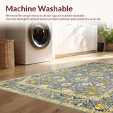 Ultra Soft Area Rug, Non Slip, Stain Resistant, Washable Area Rugs for Living Room, Bedroom, Rustic Sky-Toned Medallion Motif(Gray)
