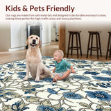 Beige & Blue Eden Crafted Botanical Area(White)