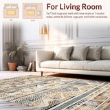 Ultra Soft Area Rug, Non Slip, Stain Resistant, Washable Area Rugs for Living Room, Bedroom, Contemporary Warm Striped Layout(Beige)
