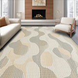 Ultra Soft Area Rug, Non Slip, Stain Resistant, Washable Area Rugs for Living Room, Bedroom, Artisan Crafted Wavy Jute Elegance(Beige)