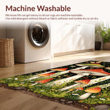 Ultra Soft Area Rug, Non Slip, Stain Resistant, Washable Area Rugs for Living Room, Bedroom, Rustic Earthy Mushroom Aesthetic(Red)