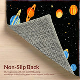 Ultra Soft Area Rug, Non Slip, Stain Resistant, Washable Area Rugs for Living Room, Bedroom, Playful Stellar Exploration Theme(Black)