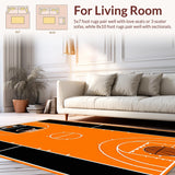Ultra Soft Area Rug, Non Slip, Stain Resistant, Washable Area Rugs for Living Room, Bedroom, Cheerful Basketball Artwork Concept(Orange)
