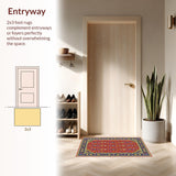 Ultra Soft Area Rug, Non Slip, Stain Resistant, Washable Area Rugs for Living Room, Bedroom, Dynamic Earthy Ogee Aesthetic(Red)