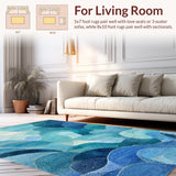 Ultra Soft Area Rug, Non Slip, Stain Resistant, Washable Area Rugs for Living Room, Bedroom, Whimsical Scalloped Bow Accent Rug Elegant Coquette Decor Dreamy Bathroom Mat(Blue)