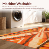 Ultra Soft Area Rug, Non Slip, Stain Resistant, Washable Area Rugs for Living Room, Bedroom, Stylish Fringed Rustic Pattern(Orange)