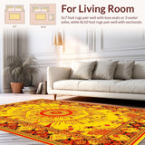 Ultra Soft Area Rug, Non Slip, Stain Resistant, Washable Area Rugs for Living Room, Bedroom, Lively Ecliptic Color Fusion(Gold)