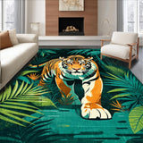 Ultra Soft Area Rug, Non Slip, Stain Resistant, Washable Area Rugs for Living Room, Bedroom, Elegant Green Floral Ethnic Style(Orange)