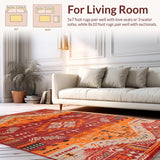 Ultra Soft Area Rug, Non Slip, Stain Resistant, Washable Area Rugs for Living Room, Bedroom, Dynamic Handcrafted Striped Accent(Red)